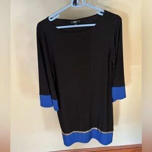 MSK black dress with blue accents